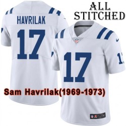 White Embroidered Sam Havrilak Indianapolis Colts #17 Stitched Jersey
