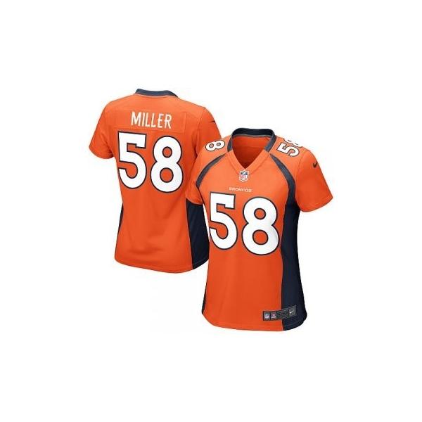 MILLER Denver #58 Womens Football Jersey - Von Miller Womens Football Jersey (Orange)_Free Shipping