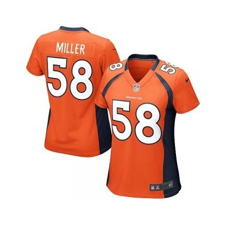 MILLER Denver #58 Womens Football Jersey - Von Miller Womens Football Jersey (Orange)_Free Shipping