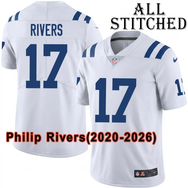 White Embroidered Philip Rivers Indianapolis Colts #17 Stitched Jersey