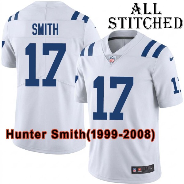 White Embroidered Hunter Smith Indianapolis Colts #17 Stitched Jersey