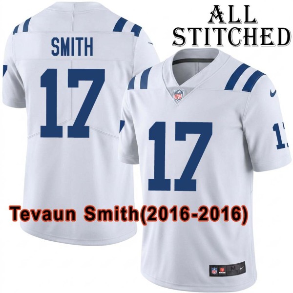 White Embroidered Tevaun Smith Indianapolis Colts #17 Stitched Jersey