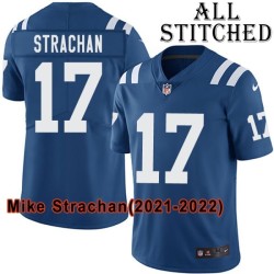 Blue Home Embroidered Mike Strachan Indianapolis Colts #17 Stitched Jersey
