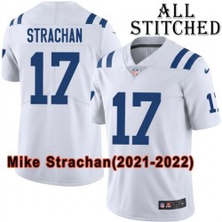White Embroidered Mike Strachan Indianapolis Colts #17 Stitched Jersey