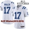 White Embroidered Griff Whalen Indianapolis Colts #17 Stitched Jersey