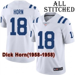 White Embroidered Dick Horn Indianapolis Colts #18 Stitched Jersey