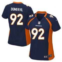 DUMERVIL Denver #92 Womens Football Jersey - Elvis Dumervil Womens Football Jersey (Blue)_Free Shipping