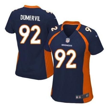 DUMERVIL Denver #92 Womens Football Jersey - Elvis Dumervil Womens Football Jersey (Blue)_Free Shipping