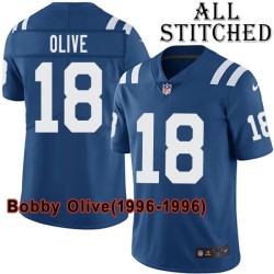 Blue Home Embroidered Bobby Olive Indianapolis Colts #18 Stitched Jersey