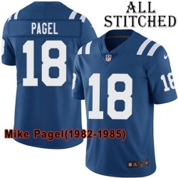 Blue Home Embroidered Mike Pagel Indianapolis Colts #18 Stitched Jersey