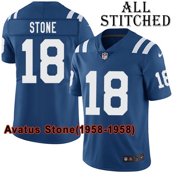 Blue Home Embroidered Avatus Stone Indianapolis Colts #18 Stitched Jersey