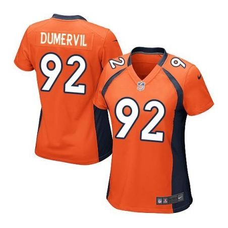 DUMERVIL Denver #92 Womens Football Jersey - Elvis Dumervil Womens Football Jersey (Orange)_Free Shipping