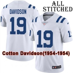 White Embroidered Cotton Davidson Indianapolis Colts #19 Stitched Jersey