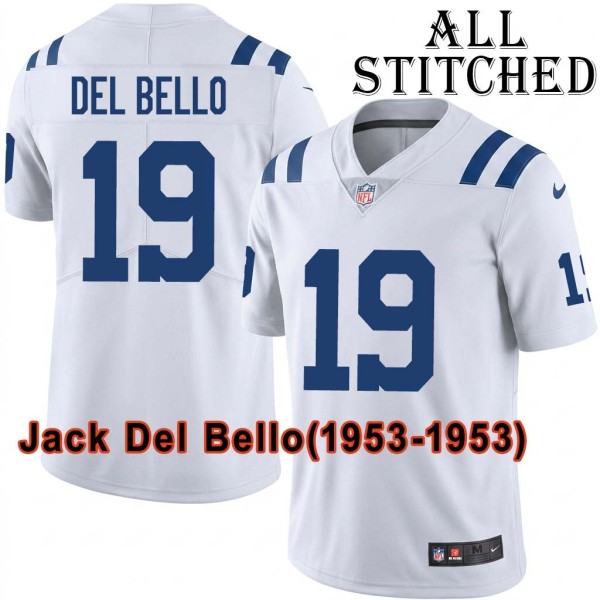White Embroidered Jack Del Bello Indianapolis Colts #19 Stitched Jersey