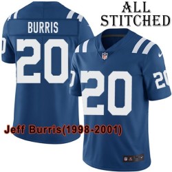 Blue Home Embroidered Jeff Burris Indianapolis Colts #20 Stitched Jersey