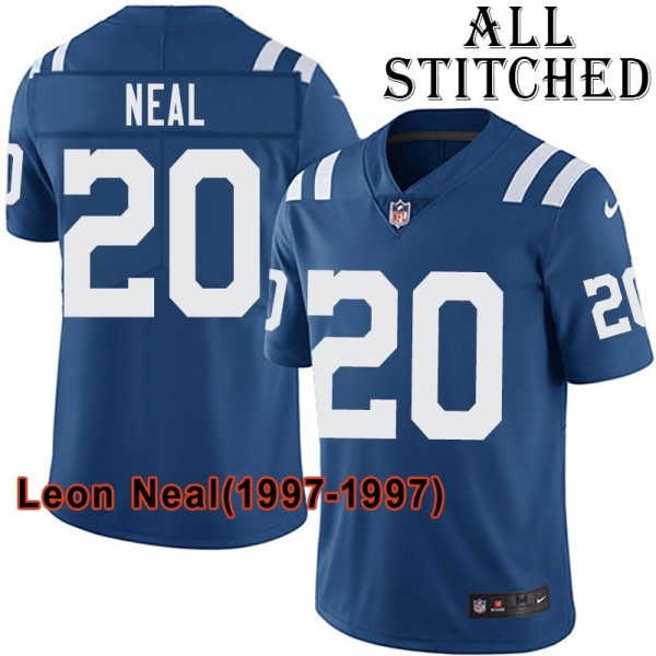 Blue Home Embroidered Leon Neal Indianapolis Colts #20 Stitched Jersey