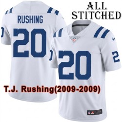 White Embroidered T.J. Rushing Indianapolis Colts #20 Stitched Jersey