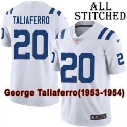 White Embroidered George Taliaferro Indianapolis Colts #20 Stitched Jersey