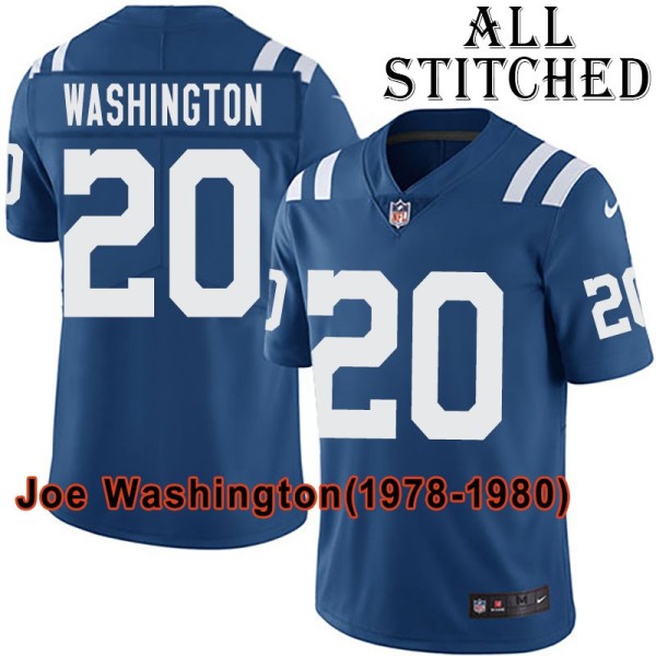 Blue Home Embroidered Joe Washington Indianapolis Colts #20 Stitched Jersey