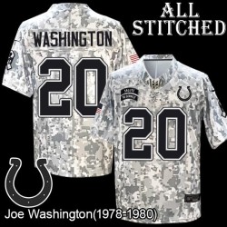 Camo Embroidered Joe Washington Indianapolis Colts #20 Stitched Jersey