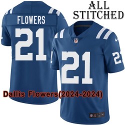 Blue Home Embroidered Dallis Flowers Indianapolis Colts #21 Stitched Jersey