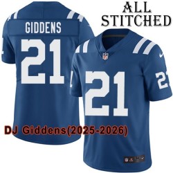 Blue Home Embroidered DJ Giddens Indianapolis Colts #21 Stitched Jersey