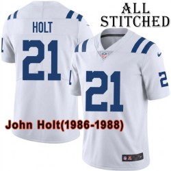 White Embroidered John Holt Indianapolis Colts #21 Stitched Jersey