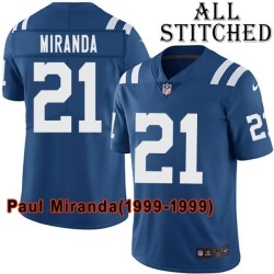 Blue Home Embroidered Paul Miranda Indianapolis Colts #21 Stitched Jersey