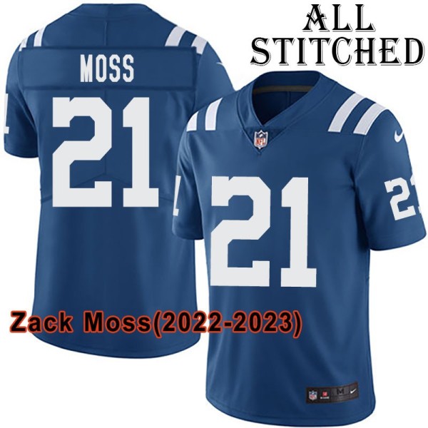 Blue Home Embroidered Zack Moss Indianapolis Colts #21 Stitched Jersey