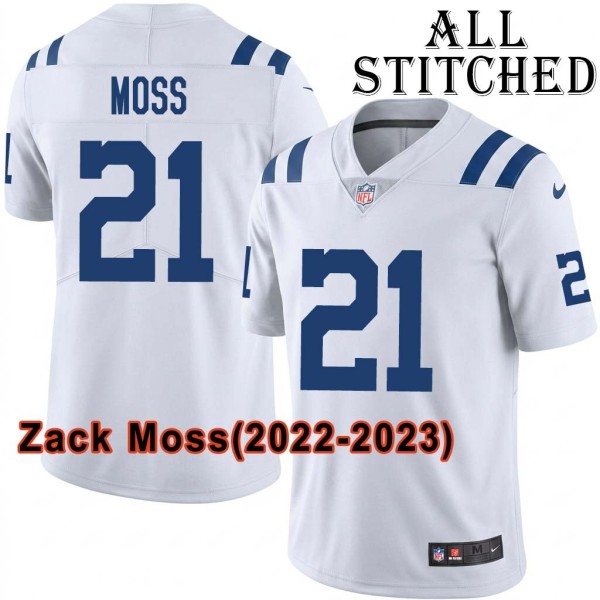 White Embroidered Zack Moss Indianapolis Colts #21 Stitched Jersey