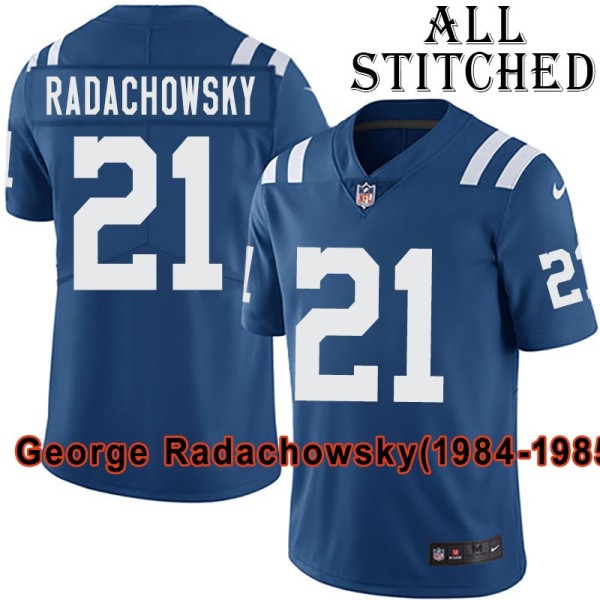 Blue Home Embroidered George Radachowsky Indianapolis Colts #21 Stitched Jersey