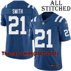Blue Home Embroidered Thomas Smith Indianapolis Colts #21 Stitched Jersey