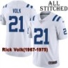 White Embroidered Rick Volk Indianapolis Colts #21 Stitched Jersey