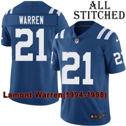 Blue Home Embroidered Lamont Warren Indianapolis Colts #21 Stitched Jersey