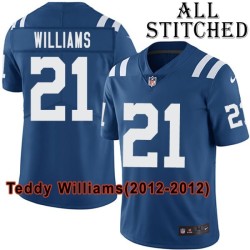 Blue Home Embroidered Teddy Williams Indianapolis Colts #21 Stitched Jersey