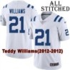 White Embroidered Teddy Williams Indianapolis Colts #21 Stitched Jersey