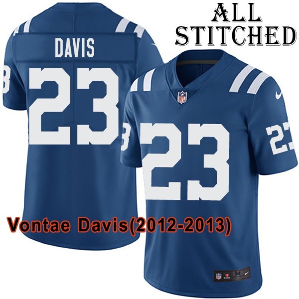 Blue Home Embroidered Vontae Davis Indianapolis Colts #23 Stitched Jersey