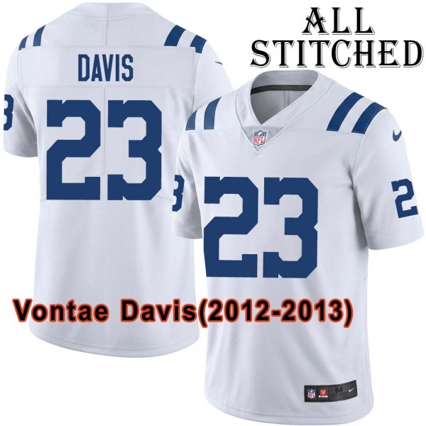 White Embroidered Vontae Davis Indianapolis Colts #23 Stitched Jersey