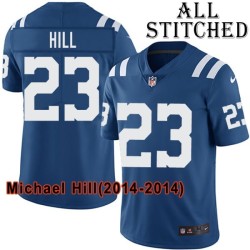 Blue Home Embroidered Michael Hill Indianapolis Colts #23 Stitched Jersey