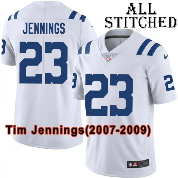 White Embroidered Tim Jennings Indianapolis Colts #23 Stitched Jersey