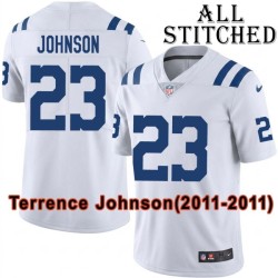 White Embroidered Terrence Johnson Indianapolis Colts #23 Stitched Jersey