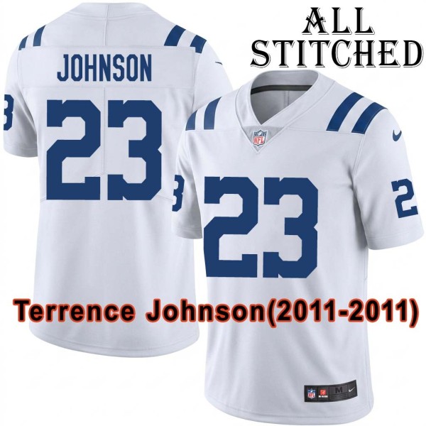 White Embroidered Terrence Johnson Indianapolis Colts #23 Stitched Jersey