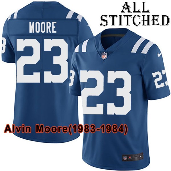 Blue Home Embroidered Alvin Moore Indianapolis Colts #23 Stitched Jersey