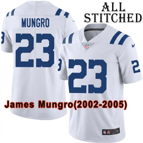 White Embroidered James Mungro Indianapolis Colts #23 Stitched Jersey