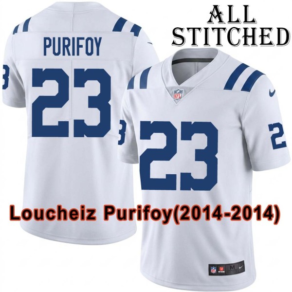 White Embroidered Loucheiz Purifoy Indianapolis Colts #23 Stitched Jersey