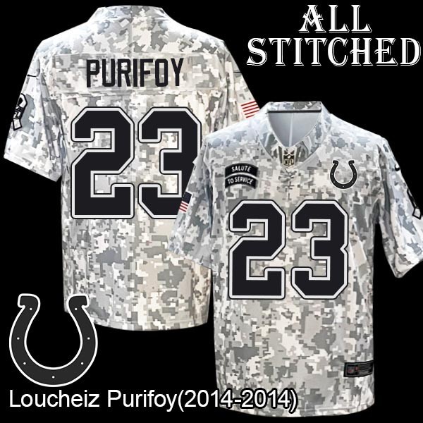 Camo Embroidered Loucheiz Purifoy Indianapolis Colts #23 Stitched Jersey