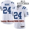 White Embroidered Lenny Moore Indianapolis Colts #24 Stitched Jersey