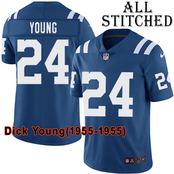 Blue Home Embroidered Dick Young Indianapolis Colts #24 Stitched Jersey