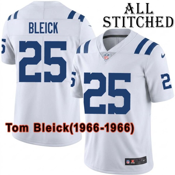 White Embroidered Tom Bleick Indianapolis Colts #25 Stitched Jersey