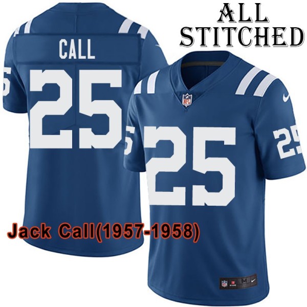Blue Home Embroidered Jack Call Indianapolis Colts #25 Stitched Jersey